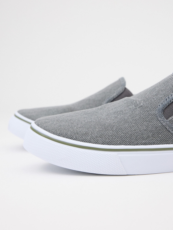 Gray elastic canvas sneaker grey detail view