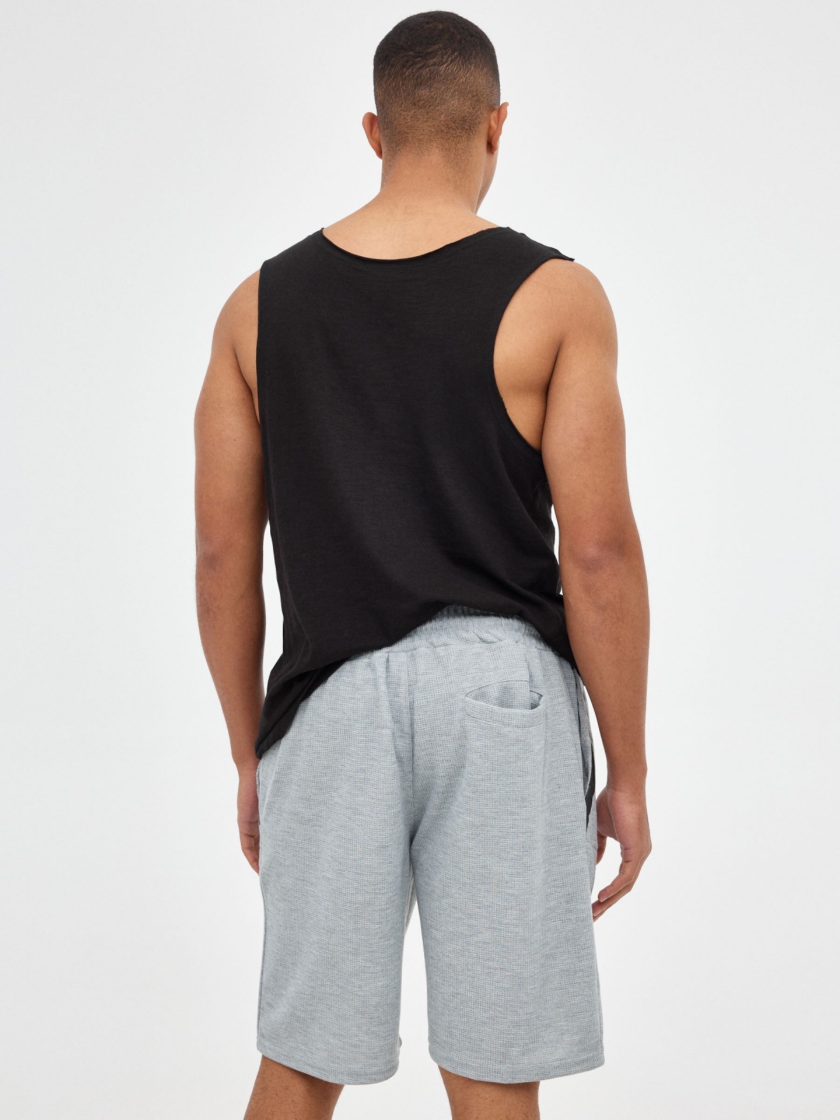 Gray jogger bermuda grey middle back view