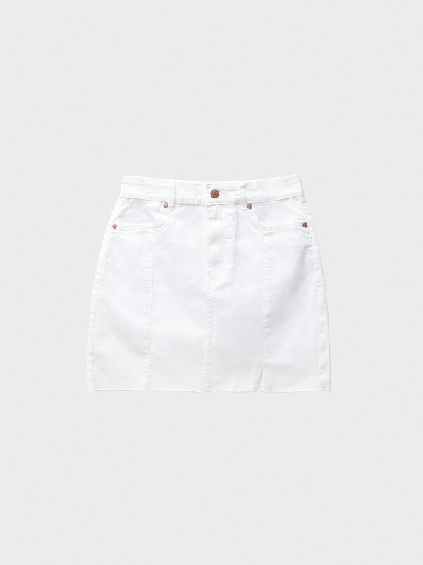  Mini saia fina com fenda branco