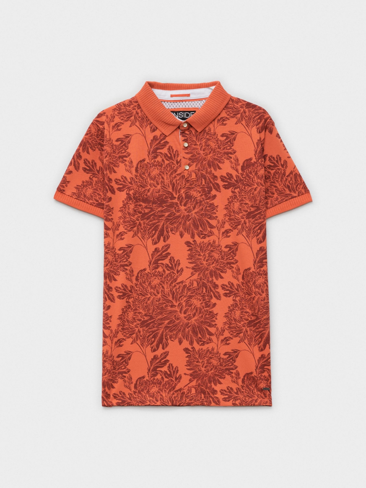  Camisa pólo com estampas florais terracota