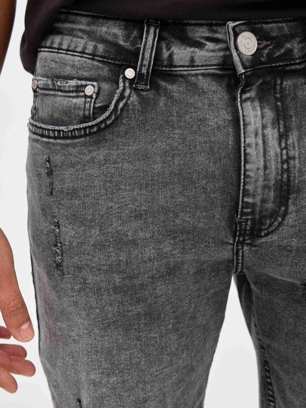 Denim Skinny Bermuda Shorts grey detail view