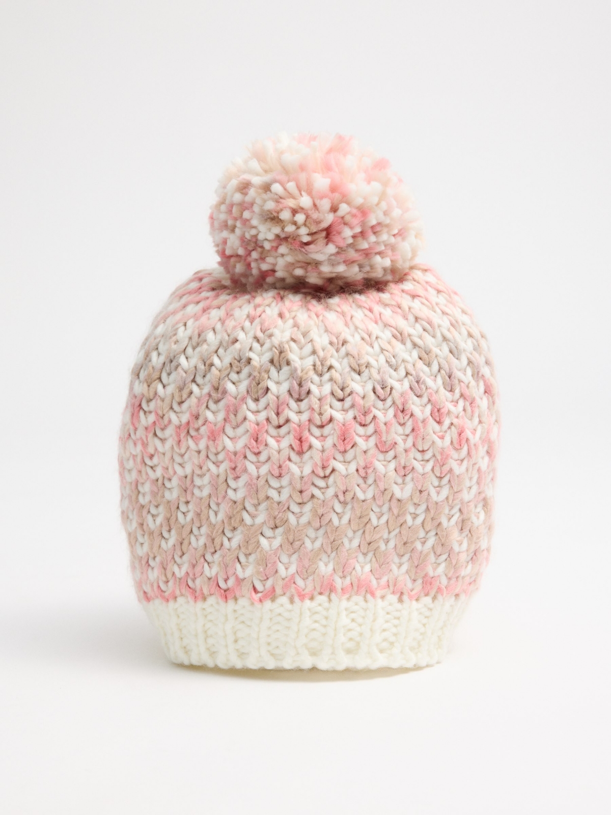 Multicolor nude pompom hat multicolor 45º back view