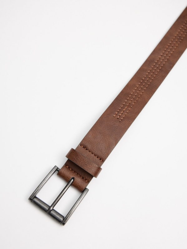 Cinturón efecto piel negro marrón enrollado