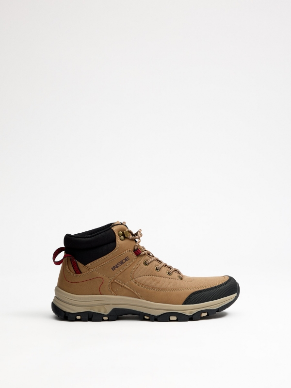 Mountain boots leather effect beige profile view