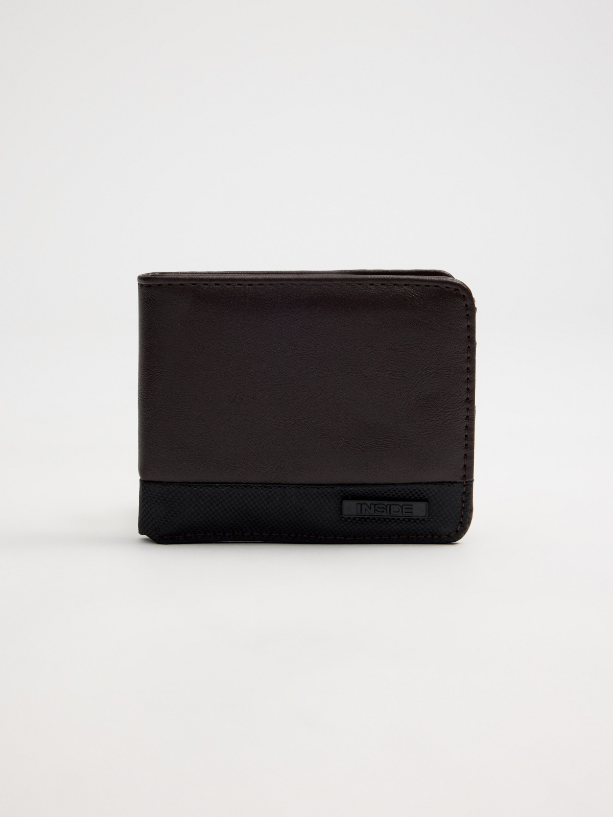 Brown faux leather wallet brown general front view