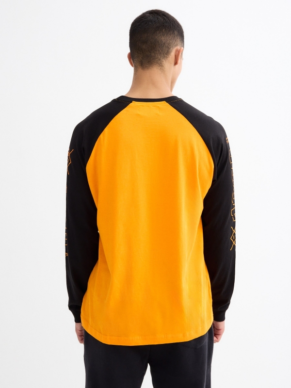 Ranglan sleeve t-shirt ochre middle back view