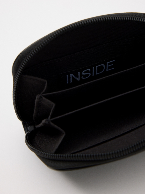 Croc Croc Leatherette Zipper Wallet black 45º side view