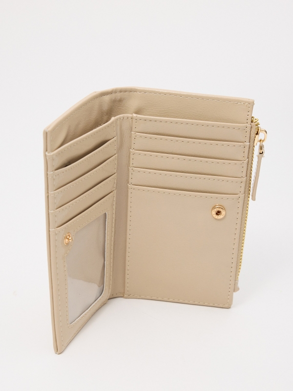 Monedero polipiel beige beige vista detalle