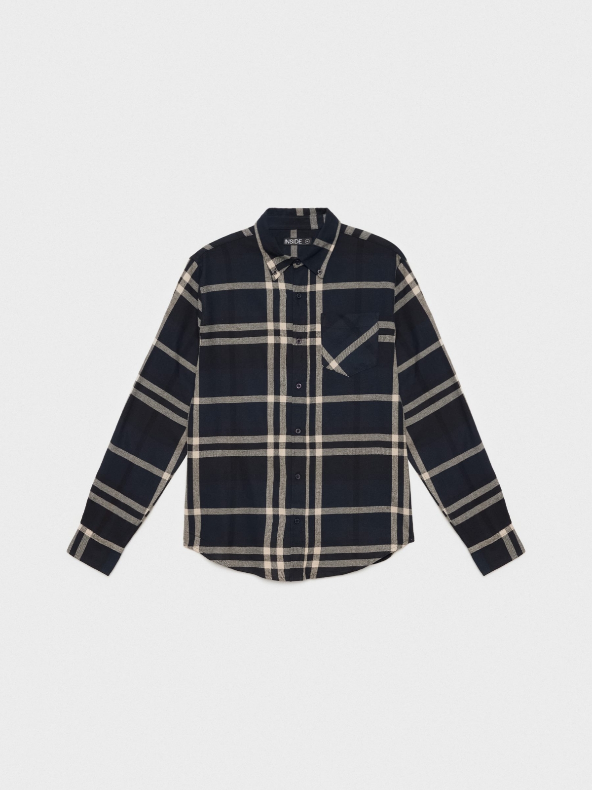 Checked flannel shirt blue detail view