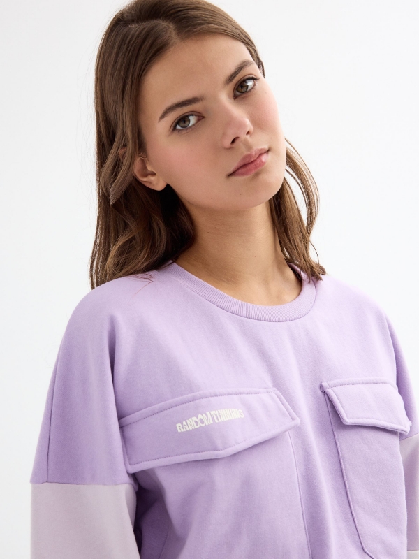  Crop sweatshirt with pockets mauve