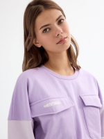%Pto% Sudadera crop con bolsillos malva