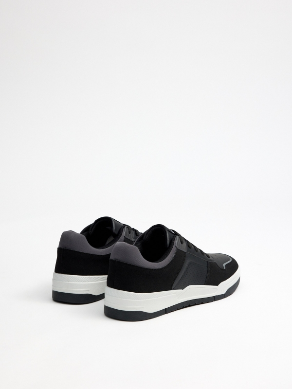 Multi-piece sneaker black black 45º back view