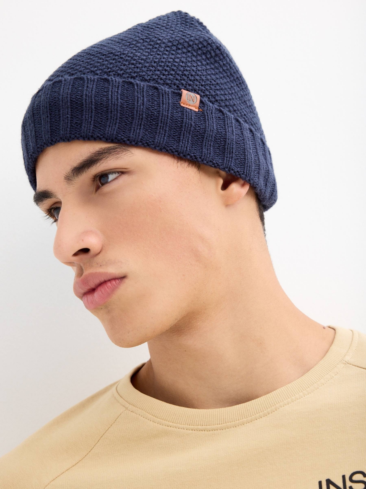 Polar fleece knit hat navy