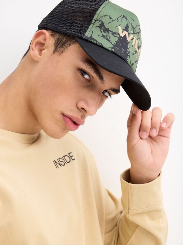 Trucker cap Into the Wild khaki with a model