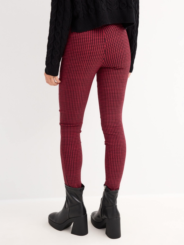 Superskinny gingham check leggings carmine middle back view