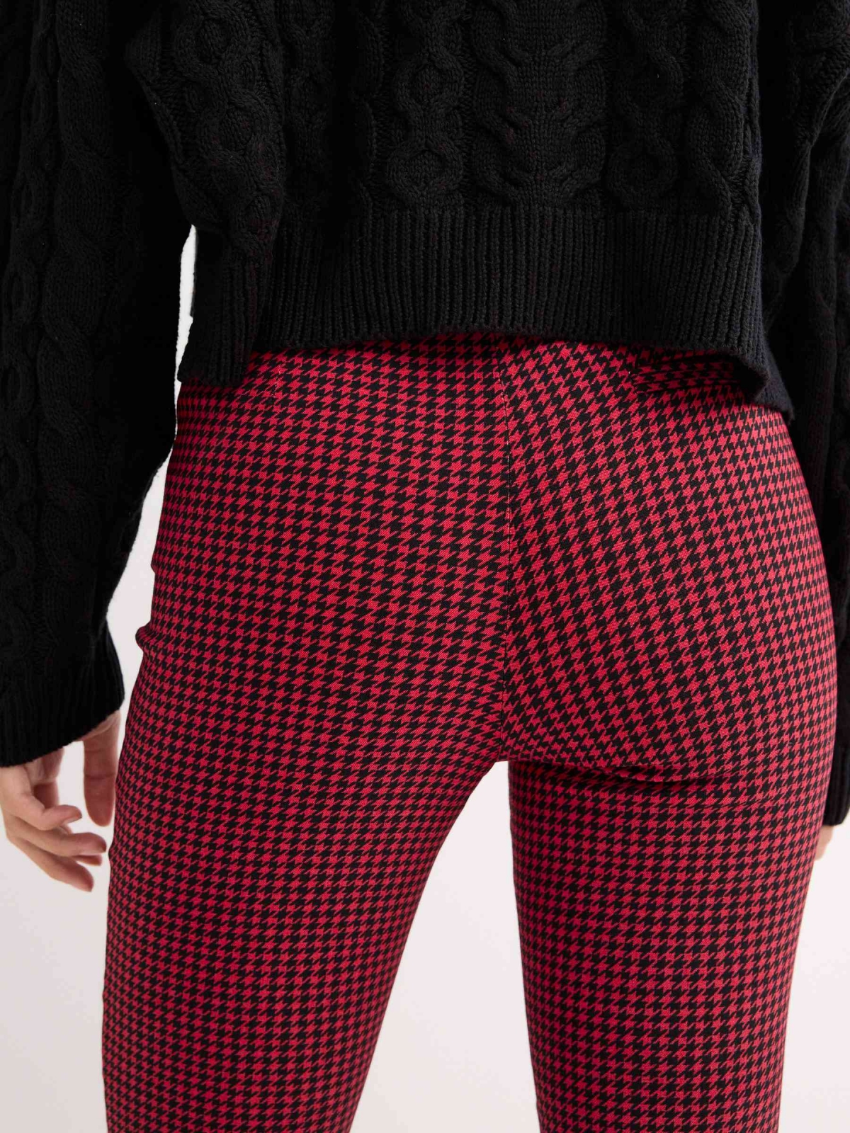 Superskinny gingham check leggings carmine detail view