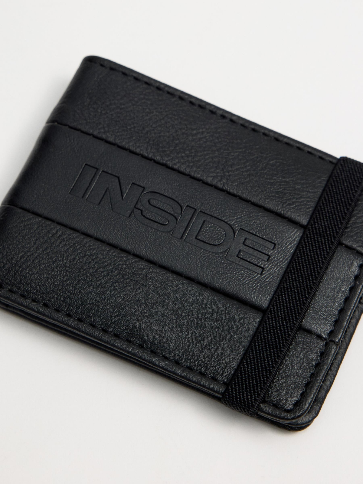 Black wallet with elastic black general back view