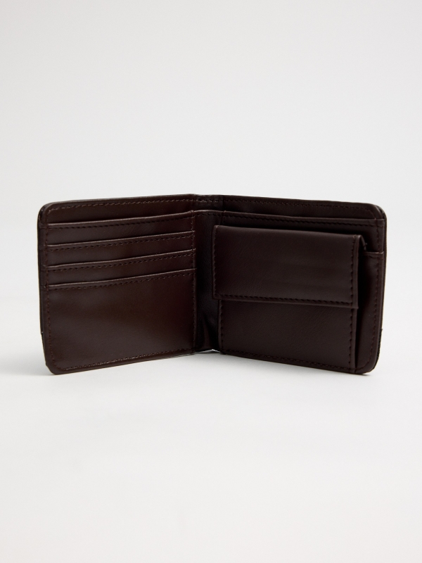 Brown faux leather wallet brown general back view