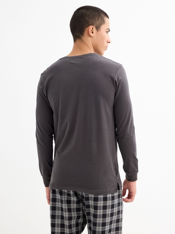 Two-piece checkered pajamas grey middle front view