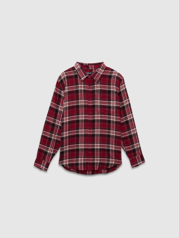  Red plaid flannel shirt red front view