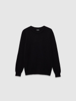 %Pto% Jersey regular liso cuello redondo negro vista frontal