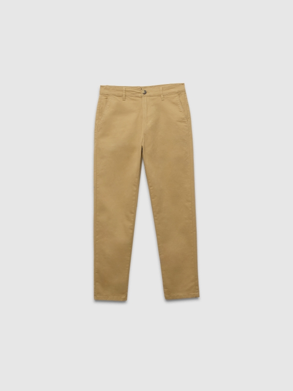  Pantalón chino gabardina beige vista frontal