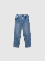 %Pto% Blue baggy jeans with frayed blue front view