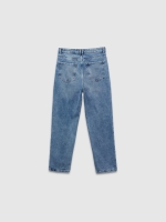 %Pto% Blue baggy jeans with frayed blue detail view