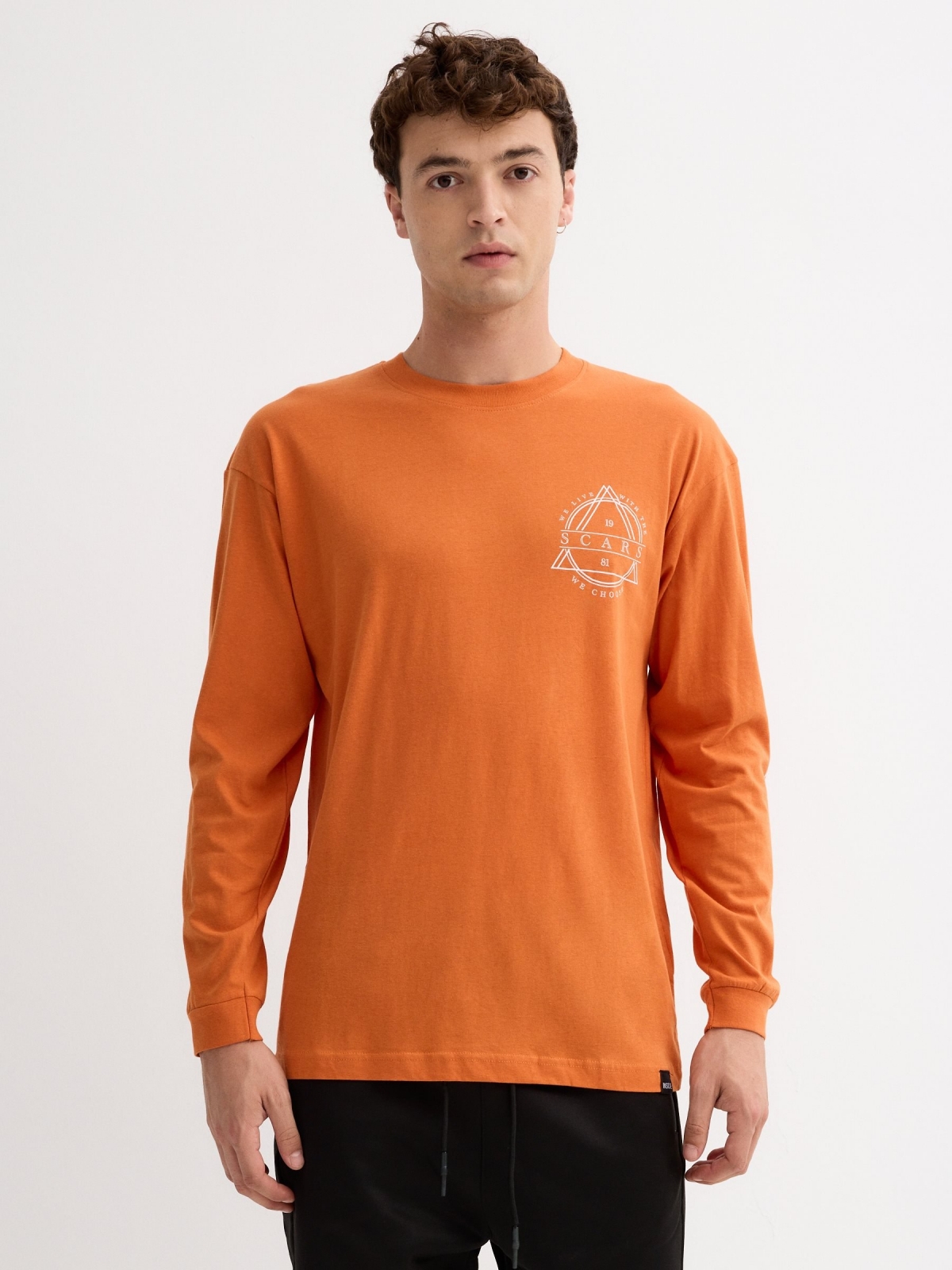 Camiseta tie&dye naranja oscuro vista media frontal