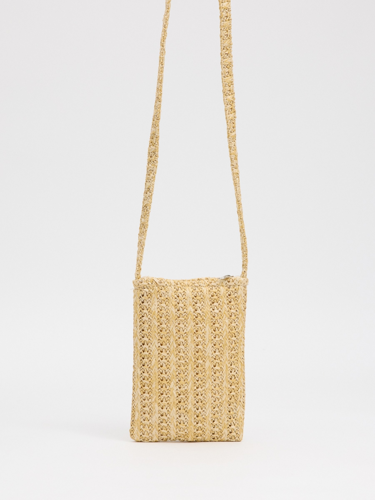 Raffia smartphone bag beige