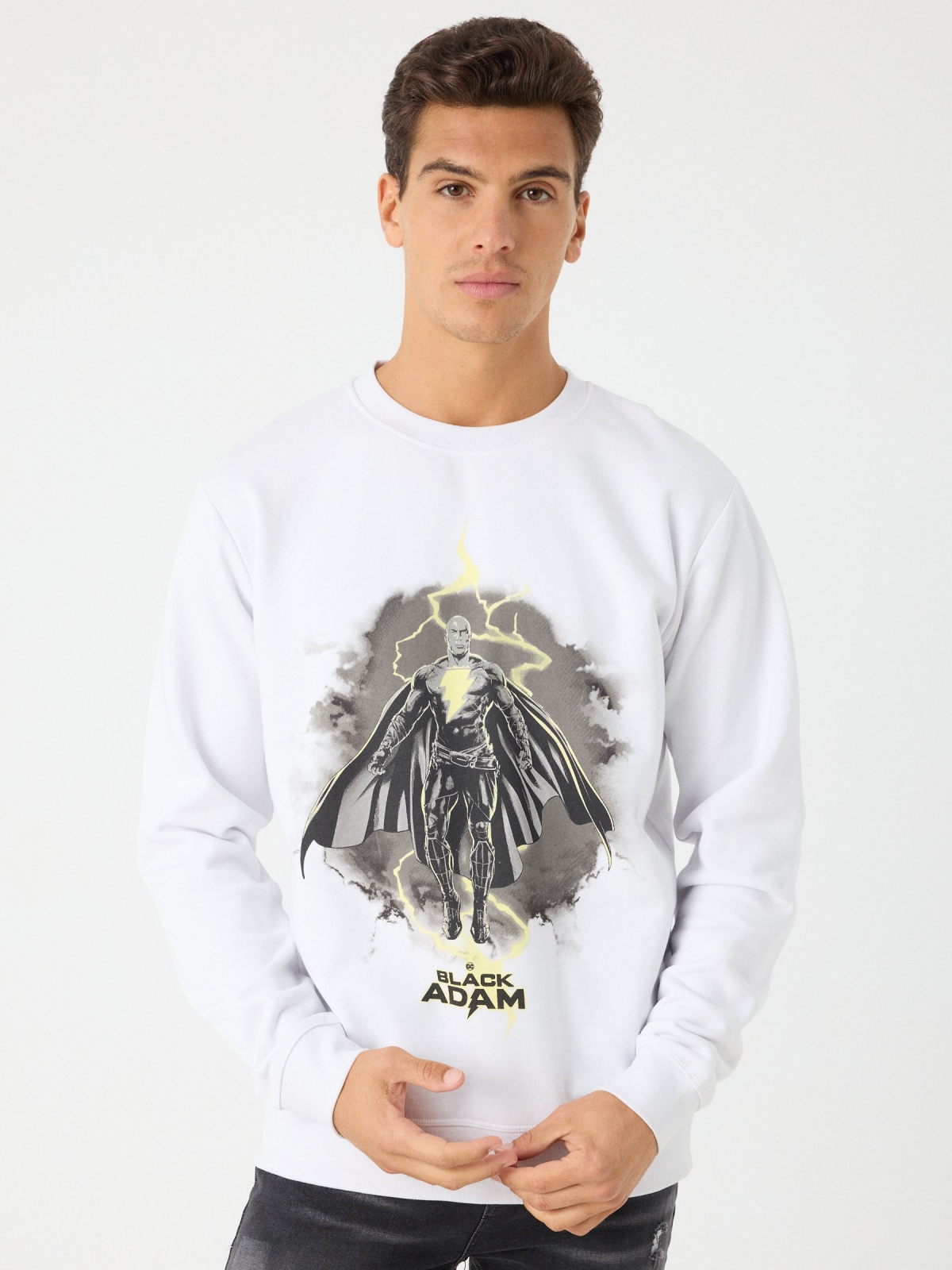 Sudadera Black Adam blanco vista media frontal