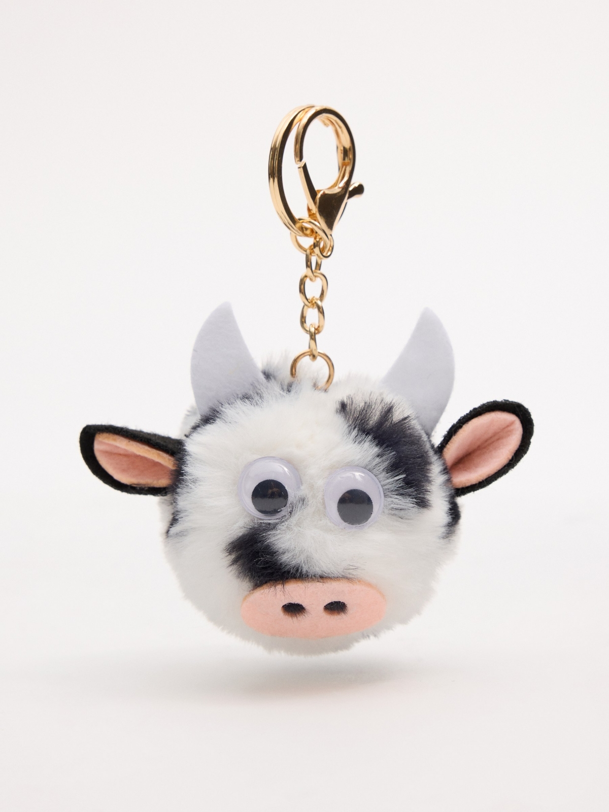 Cow pompom keychain