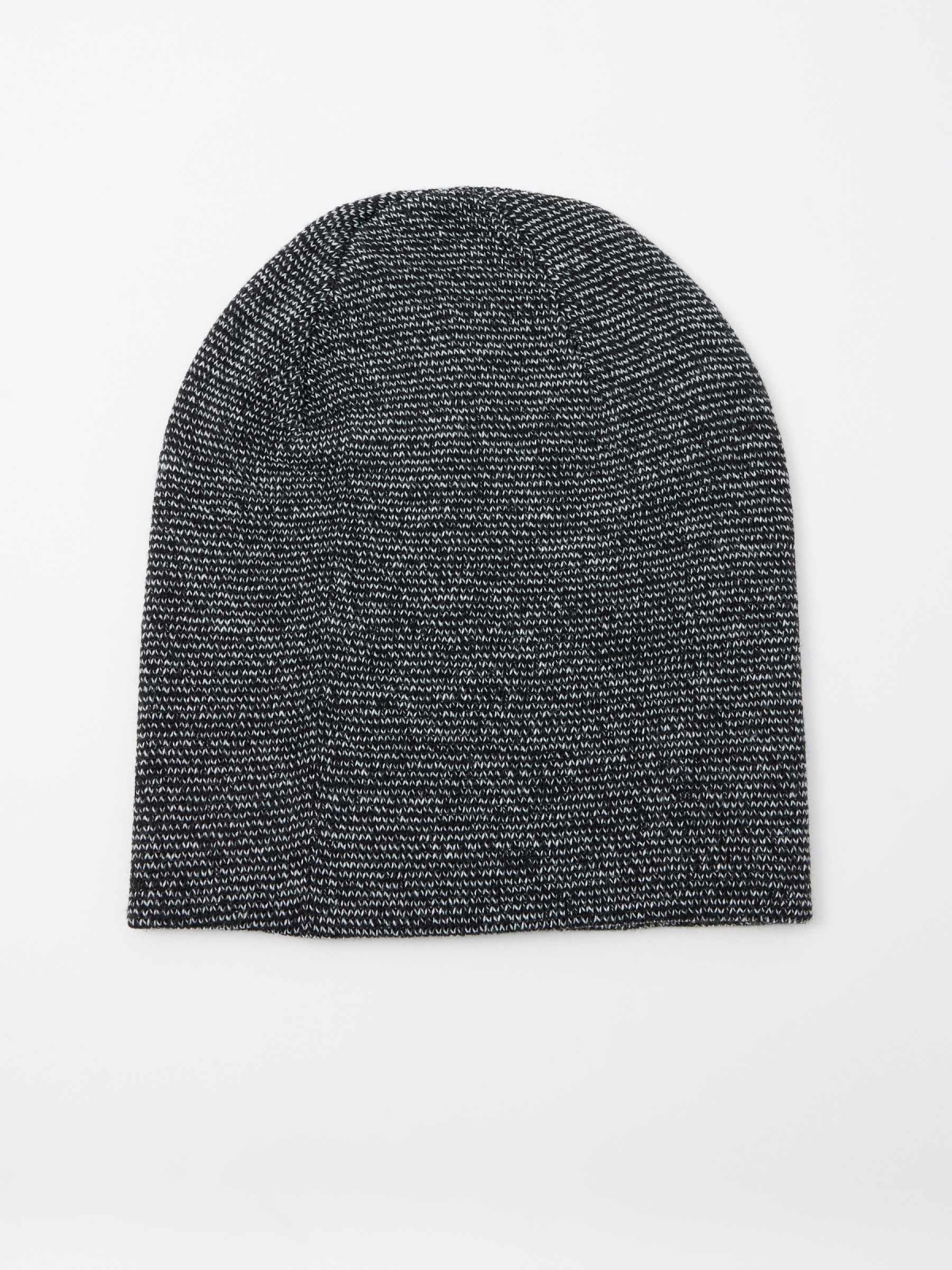 Marbled black knit hat black