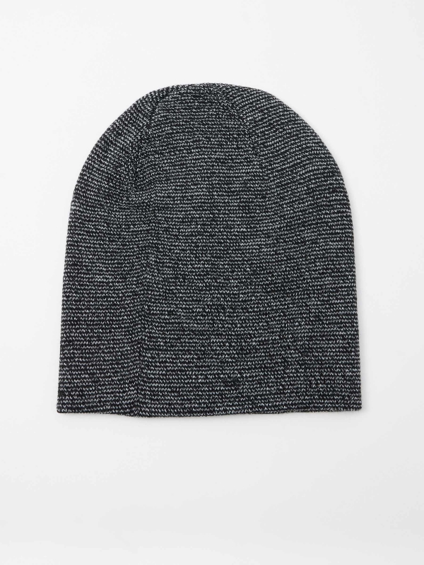 Gorro punto negro jaspeado negro