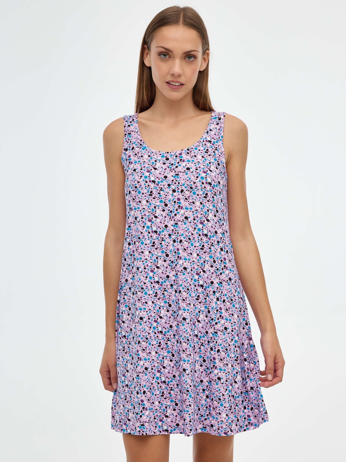 Printed dress lilac middle front view