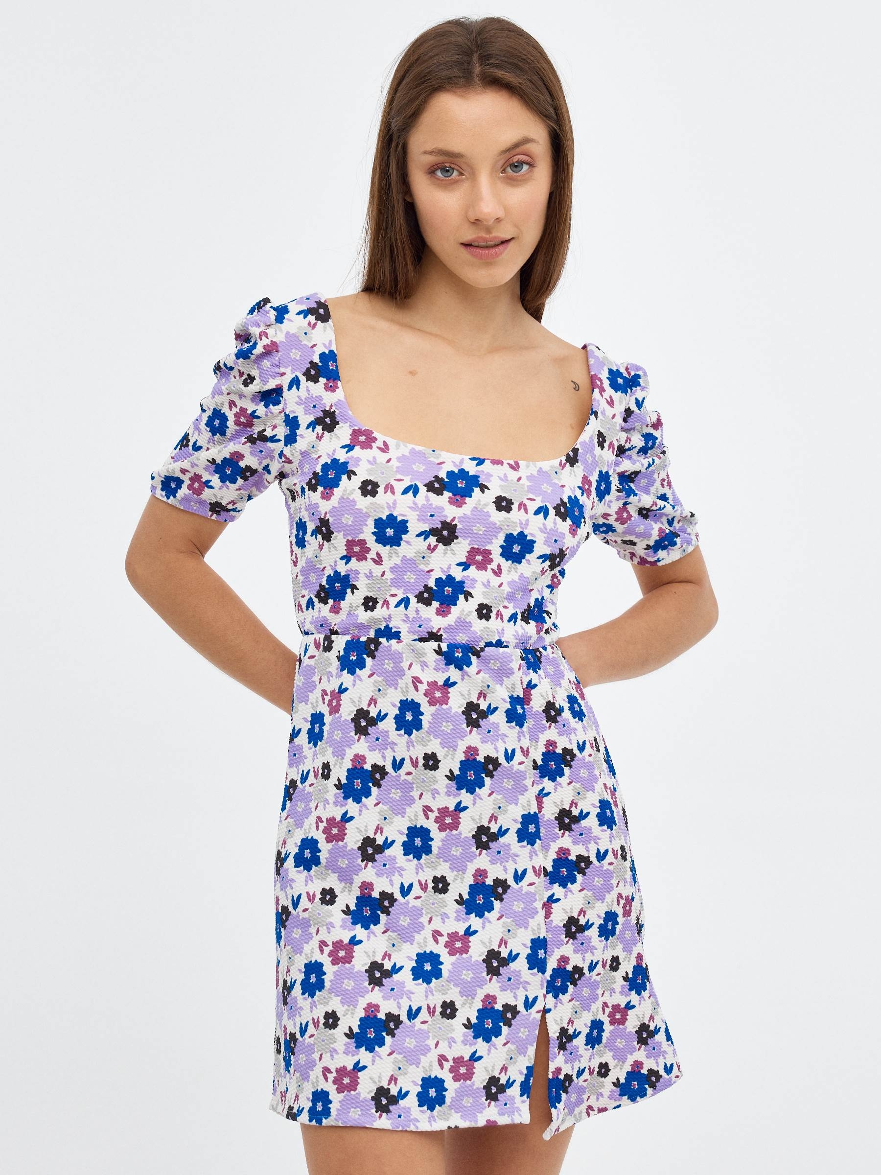 Mini dress with flower print