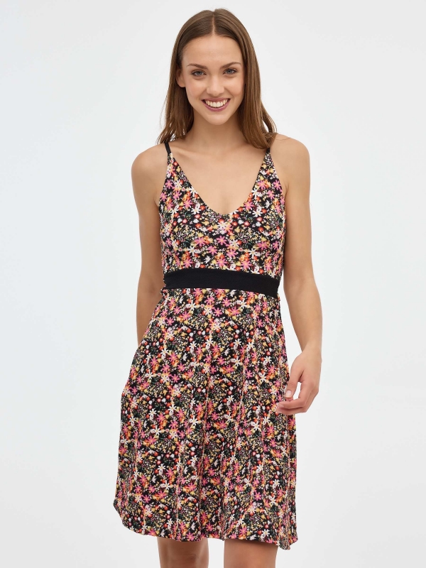 Vestido mini flores totalprint