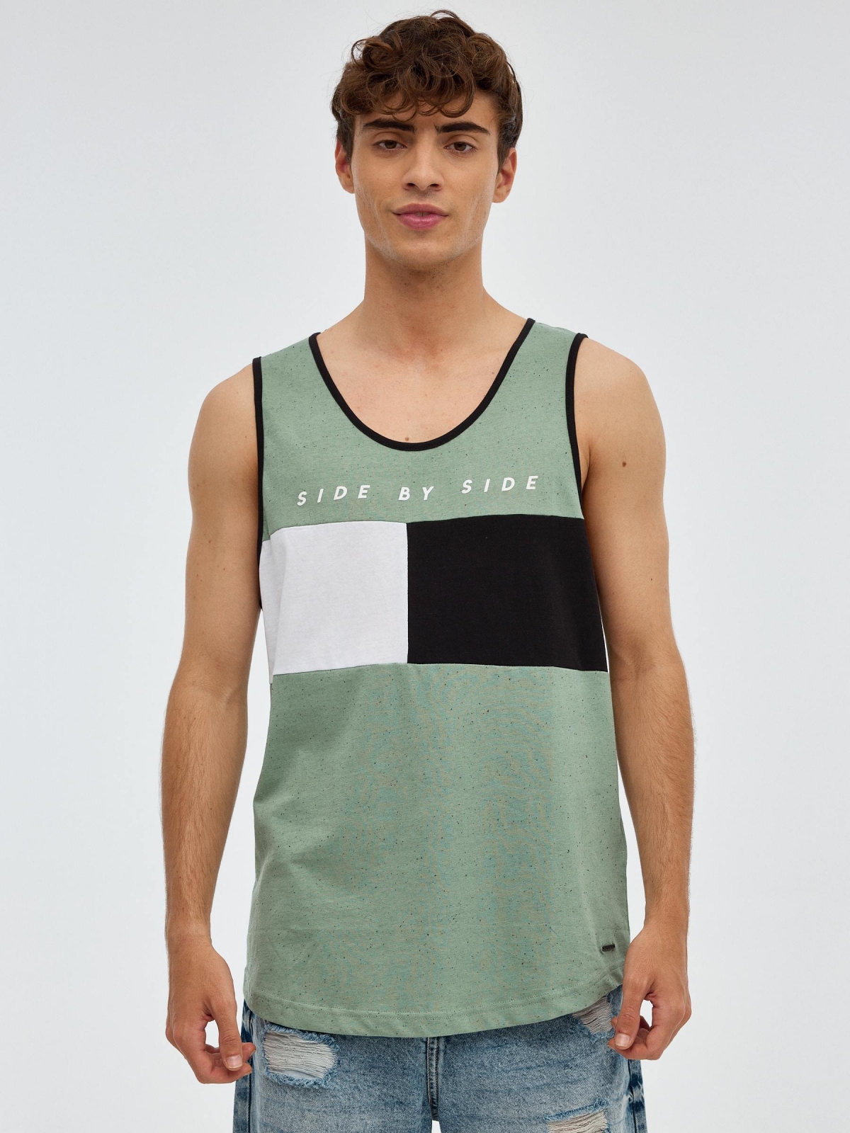 Side by Side T-shirt green middle front view