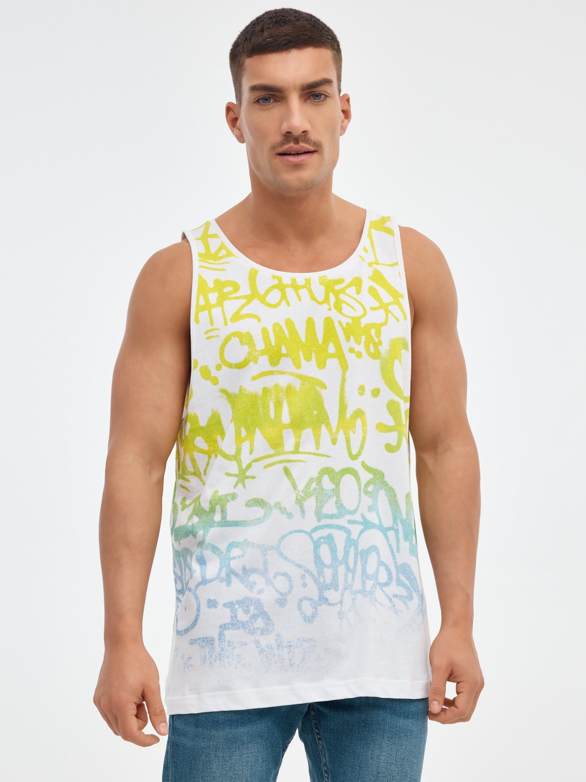 Graffiti tank top white middle front view