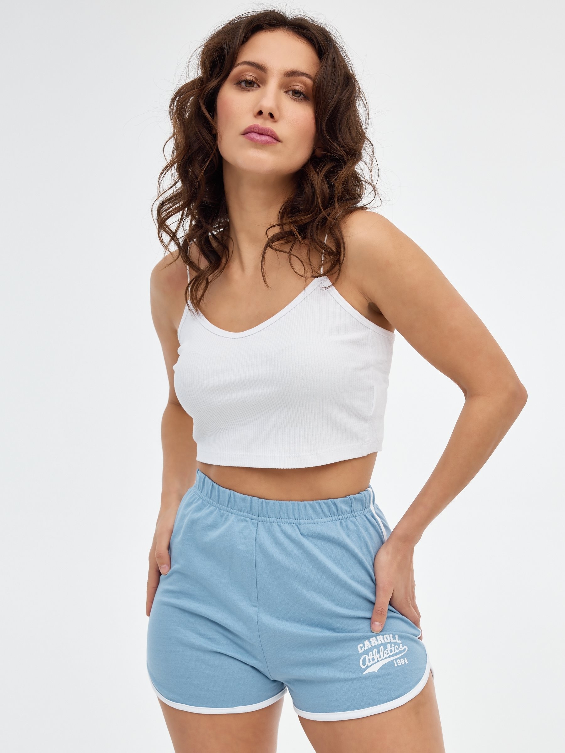 Short Punto College azul acero vista media frontal