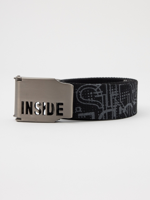 Men's printed canvas belt black