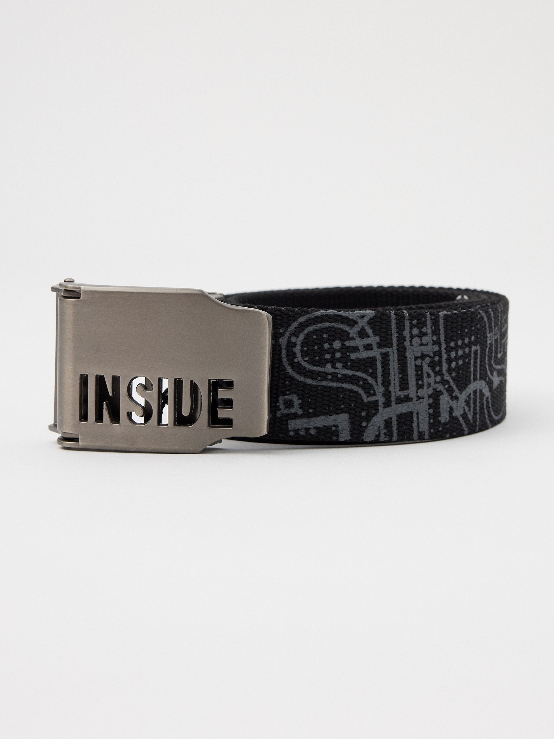 Men's printed canvas belt black