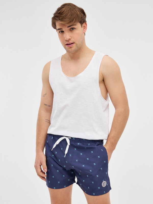 Baádor print skulls navy middle front view