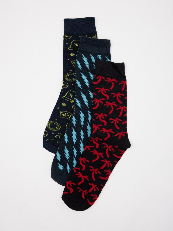 Pack of 3 men's fancy socks front view
