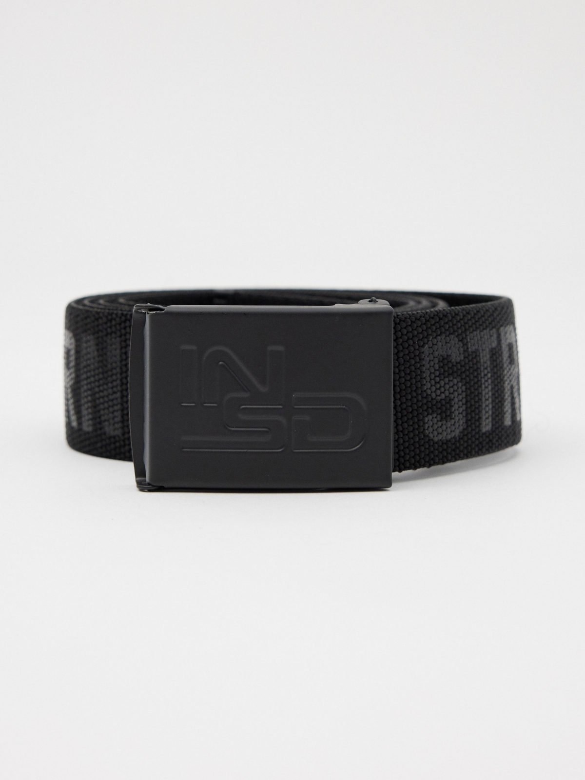 Men's elastic canvas belt black rolled view