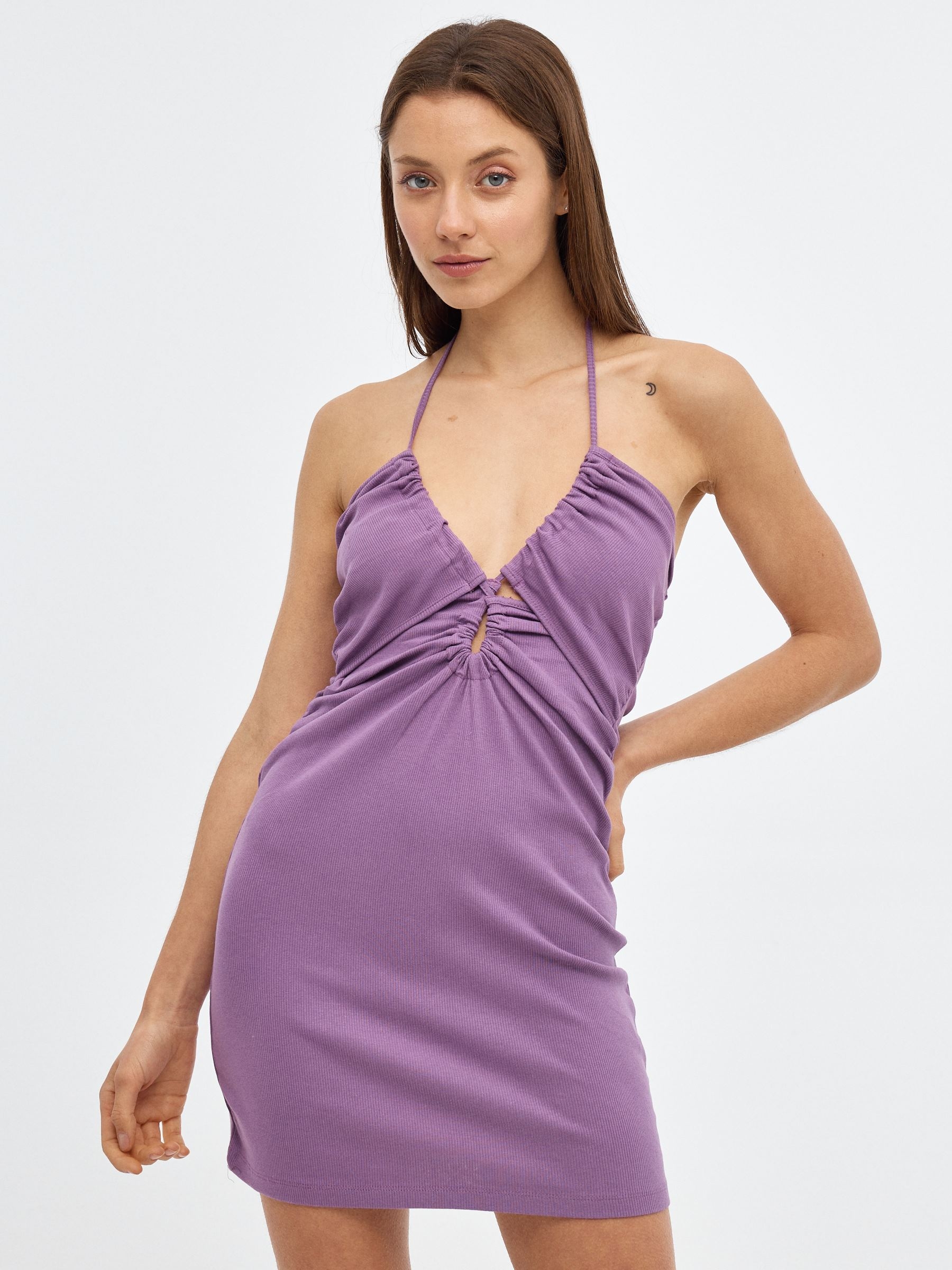 Vestido mini slim com halteres