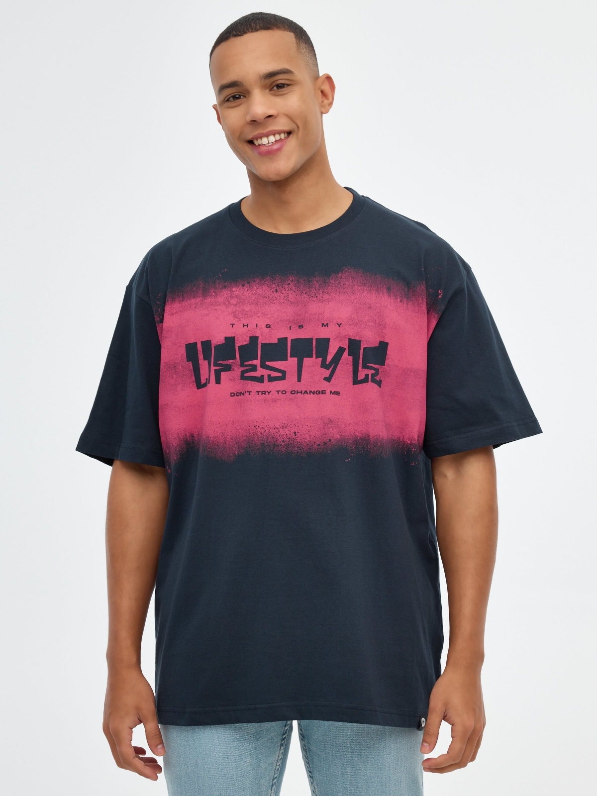 Camiseta oversized Ufestyle azul marino vista media frontal