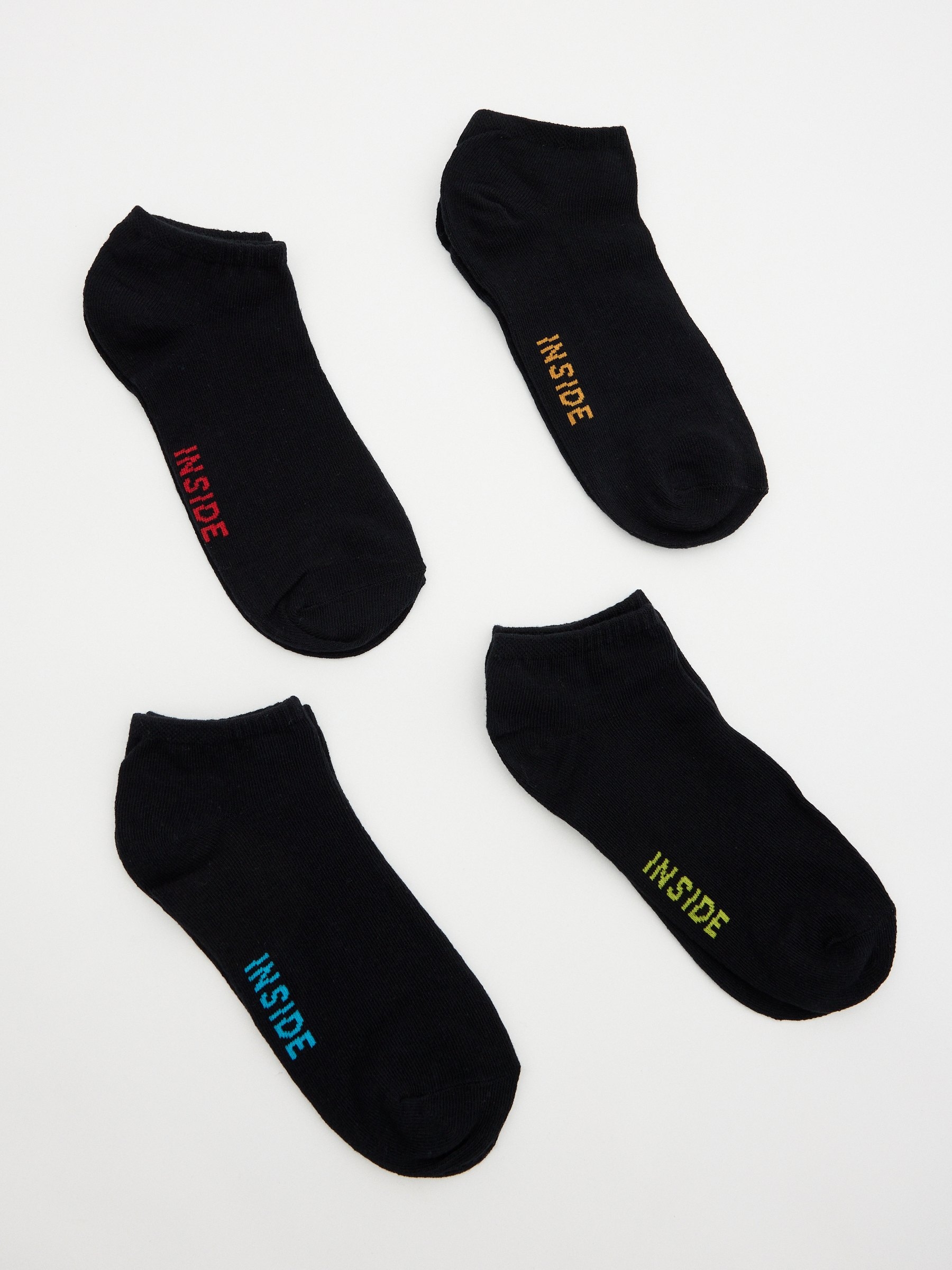 Pack 4 calcetines tobilleros negro vista frontal