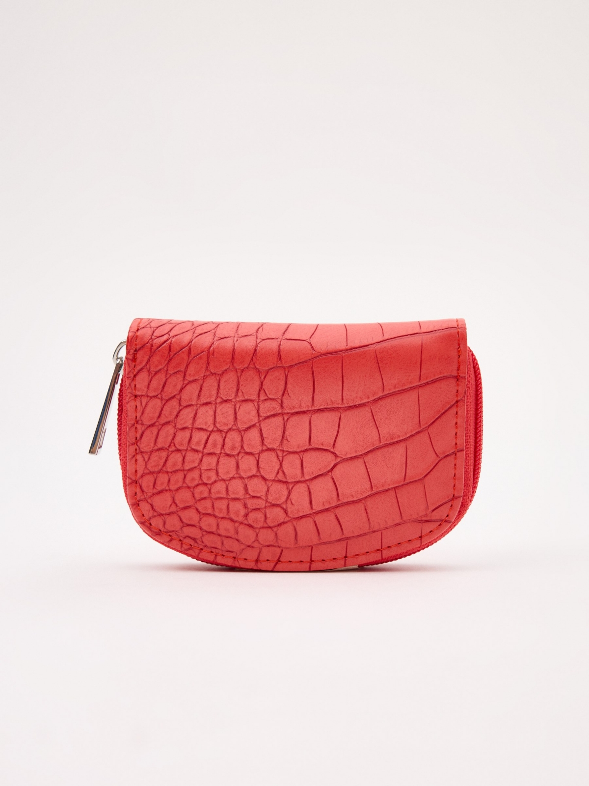 Coral croc leatherette wallet