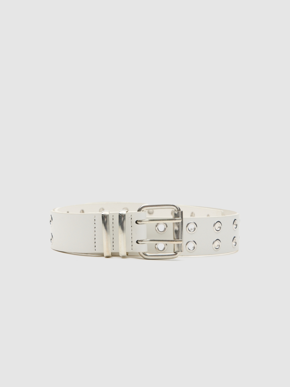 Double eyelet belt white